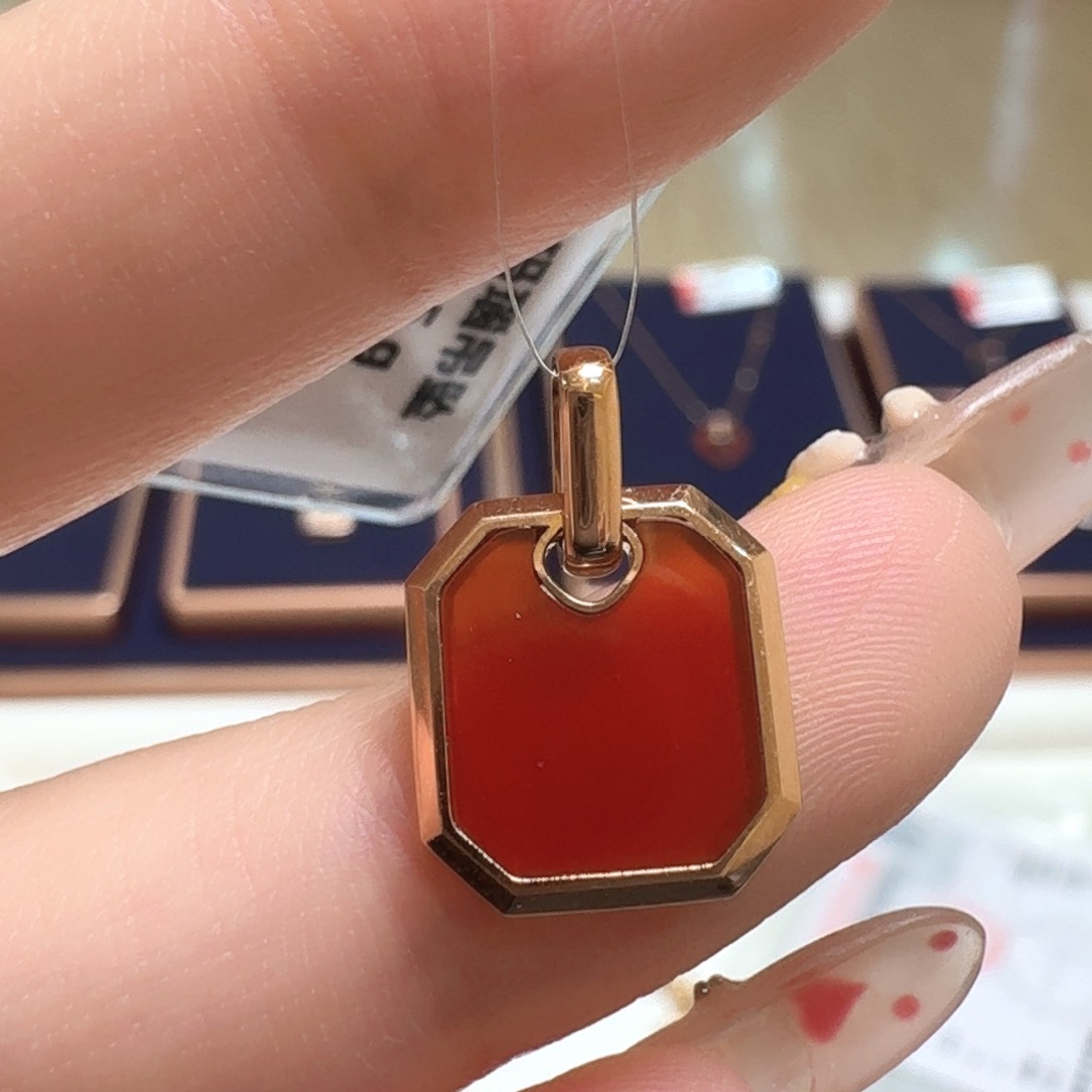 玛瑙/玉髓吊坠(不含链)18K金镶嵌香水瓶