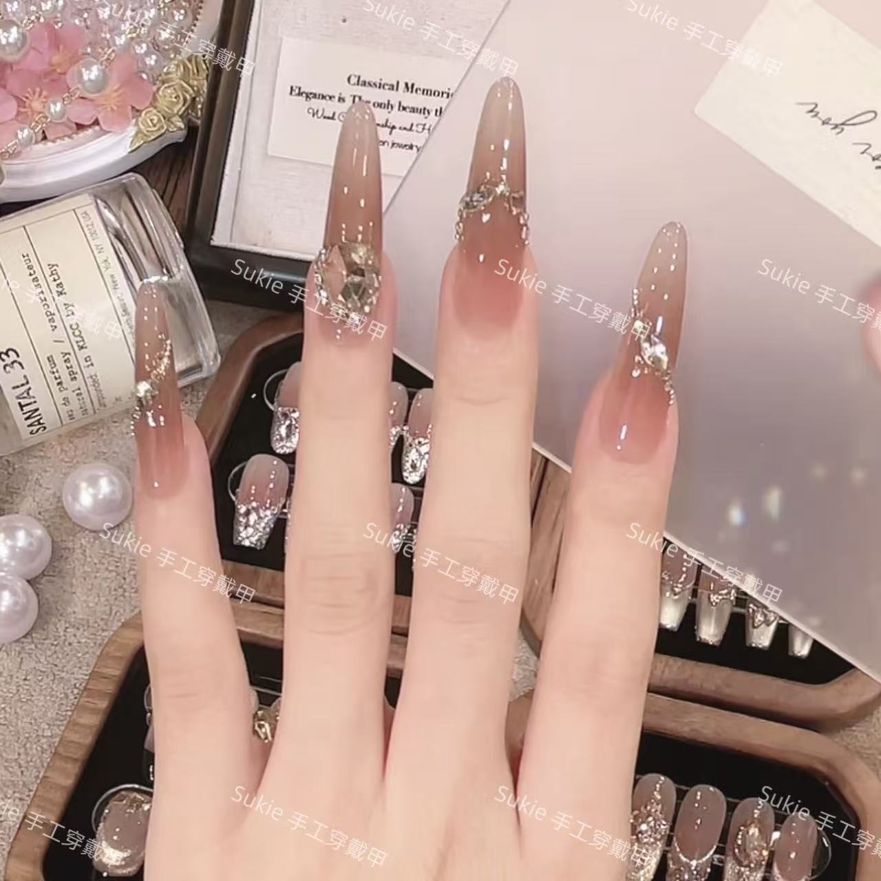 【长岛冰茶】东洲K9冰块钻秋茶色穿戴甲2025新款茶色腮红高级简约