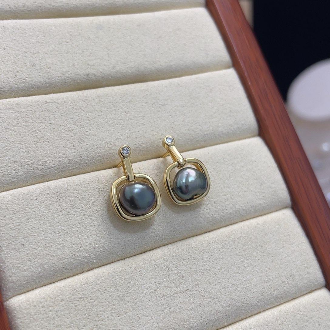 海水珍珠耳饰银S925镶嵌