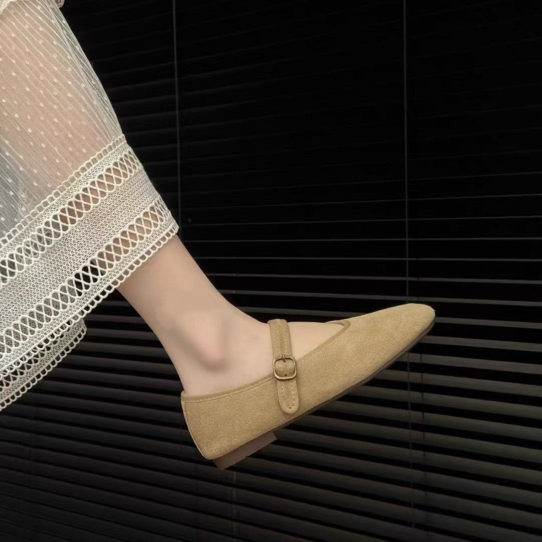 C5486 米色  时尚舒适低跟圆头玛丽珍浅口休闲女单鞋