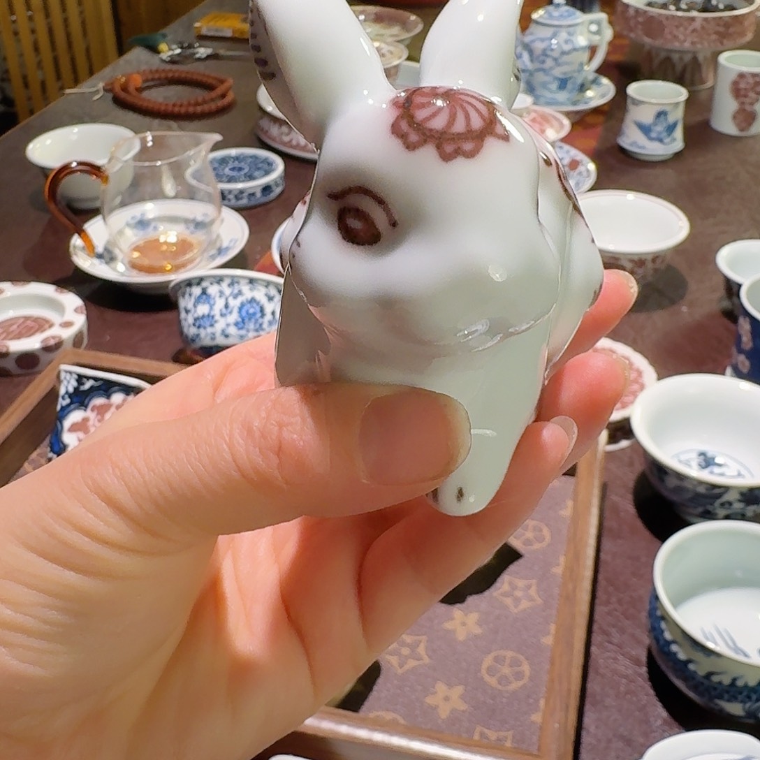 酥***蛛冯公窑有里红福兔 福兔