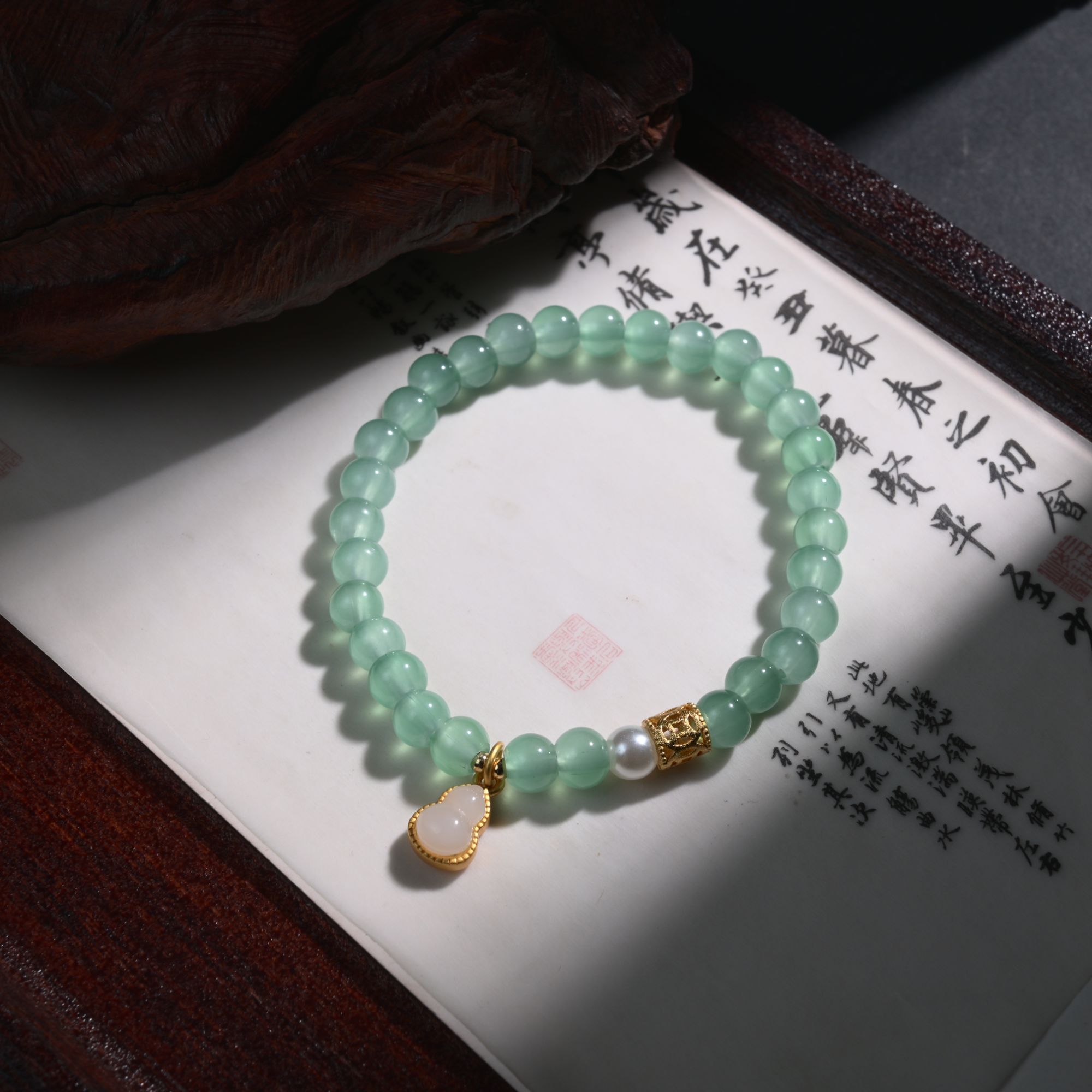 非金属玻璃手链 原创设计款绿色简约百搭款葫芦手链-Y1168