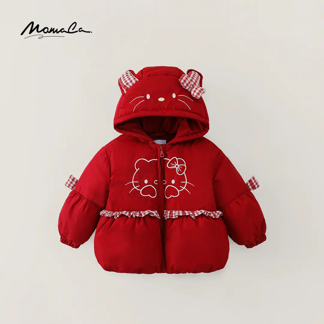 MOMOCO冬季2025新款女童洋气可爱卡通猫咪羽绒服外套77830102016
