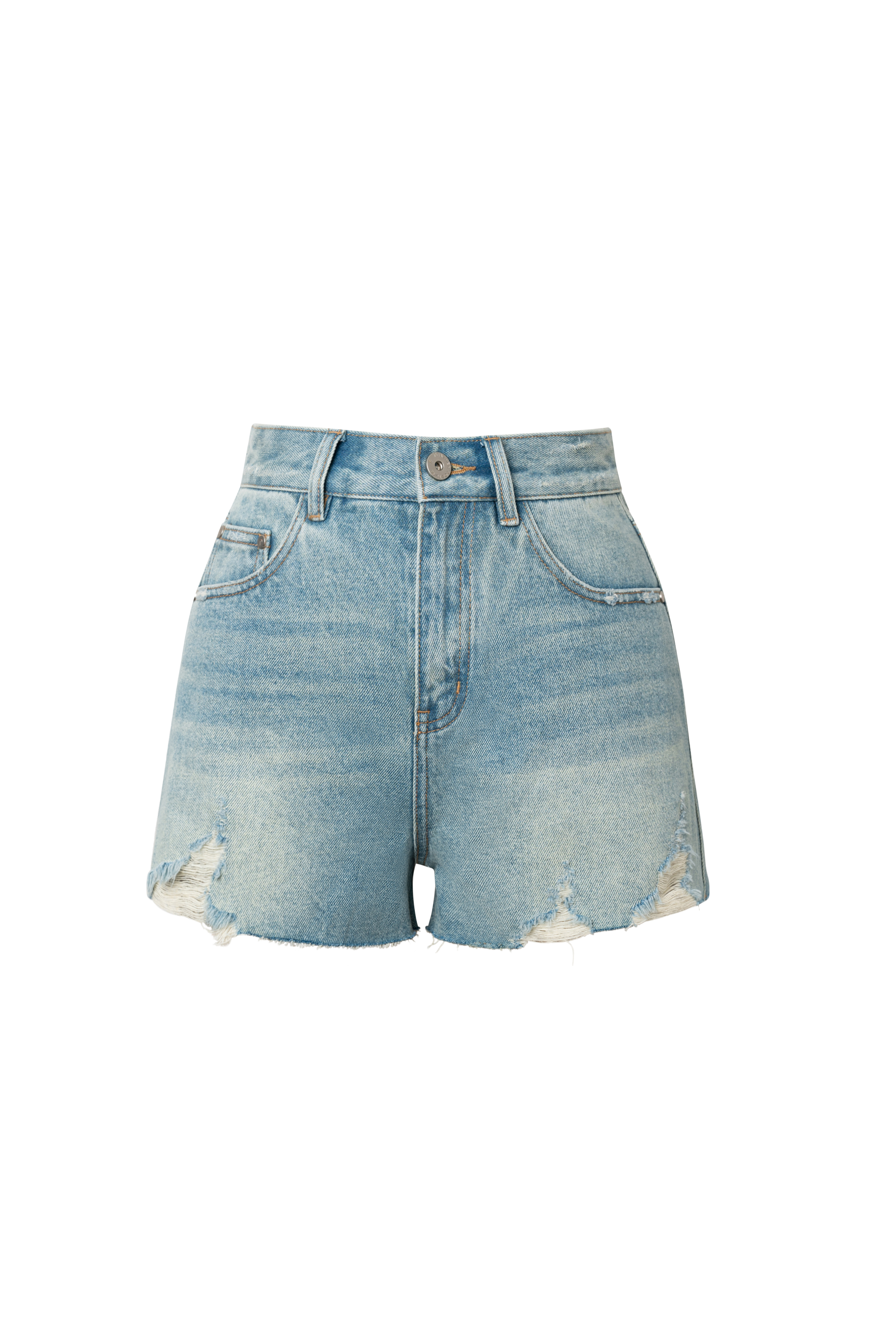 夏季显瘦蓝色中腰肚脐百搭牛仔短裤091