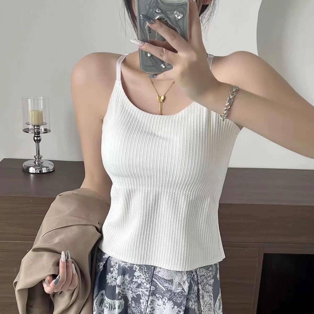 女新款百搭显瘦美背吊带背心亲子B2042