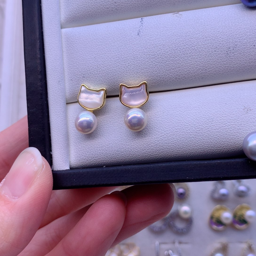 淡水珍珠耳饰合金