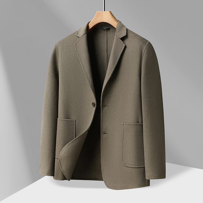 大码男装秋冬商务简约单排扣羊毛双面妮西装外套加大加肥毛呢西服