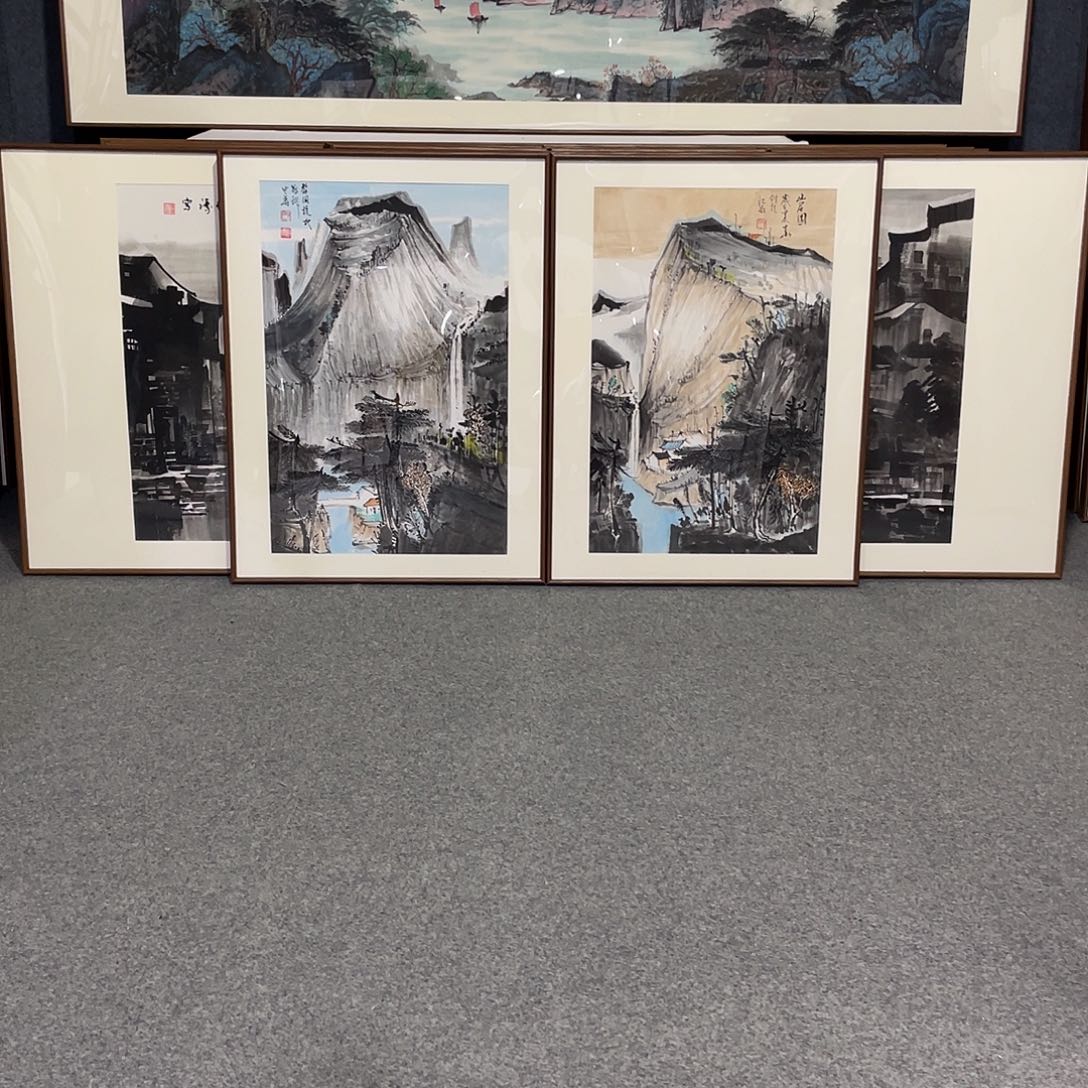 国画手绘作品带框