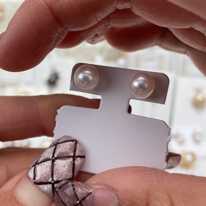 海水珍珠耳饰18K金镶嵌8-8.5mm