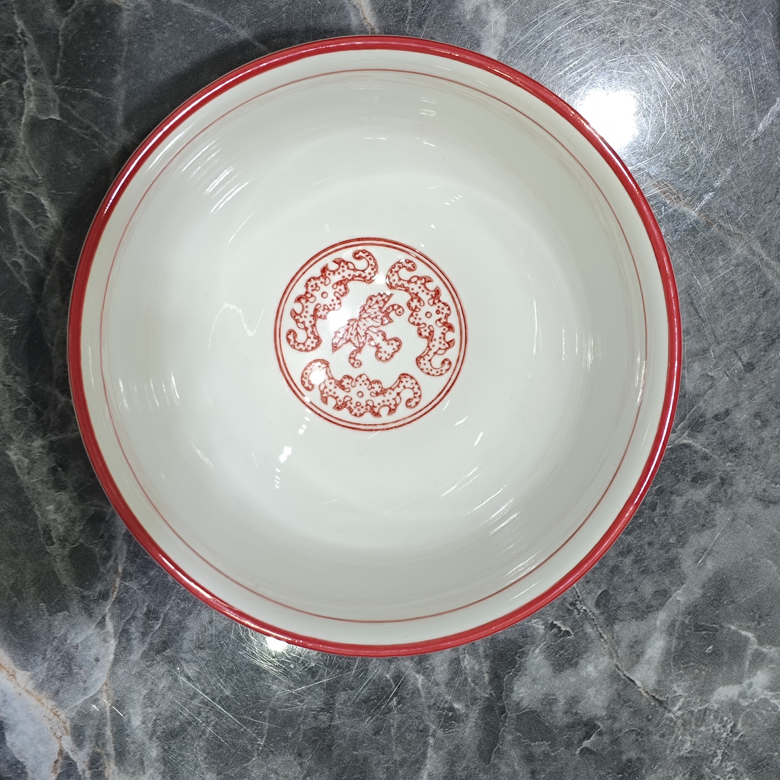 湘上反边面碗酒店会所餐厅家用摆盘酒店餐具葫芦红6.5英寸企口碗