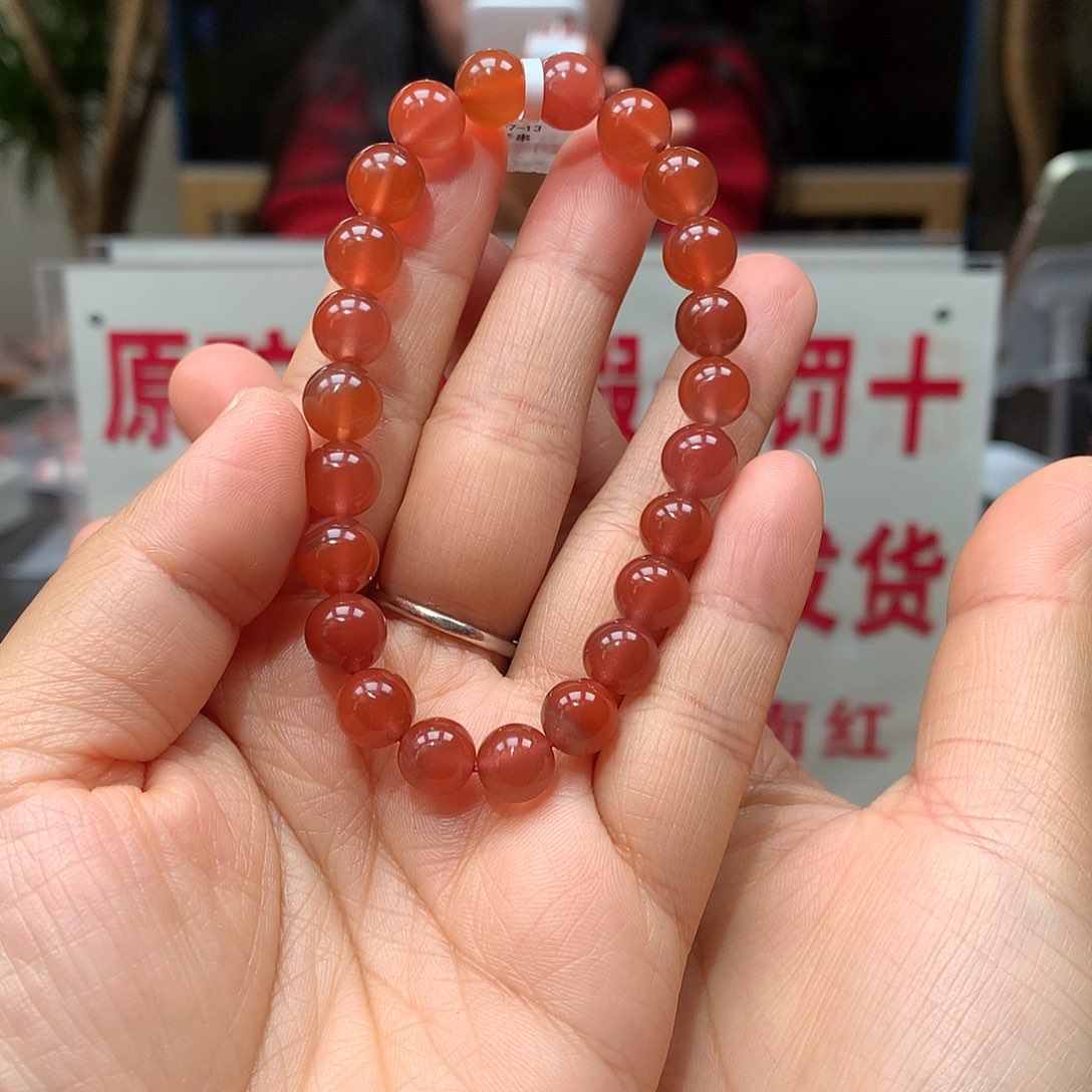 南红玛瑙8MM冰红手串未镶嵌