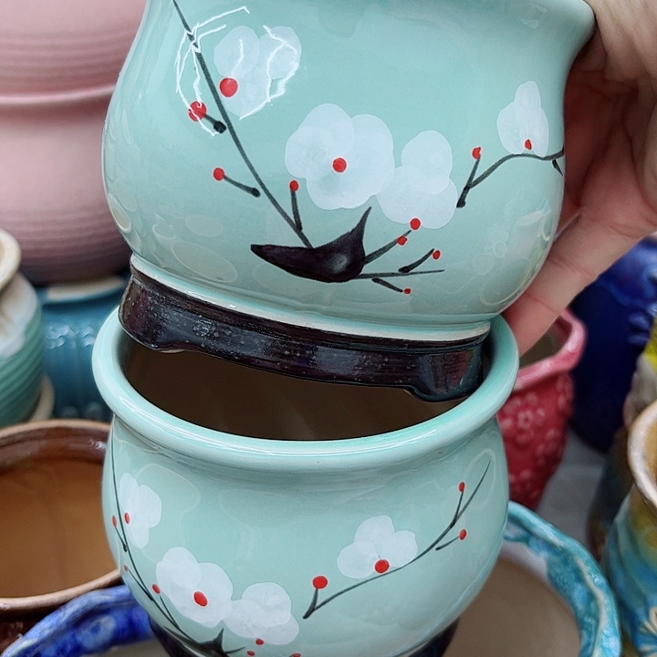 多肉绿植陶瓷花盆9.9包邮，有孔