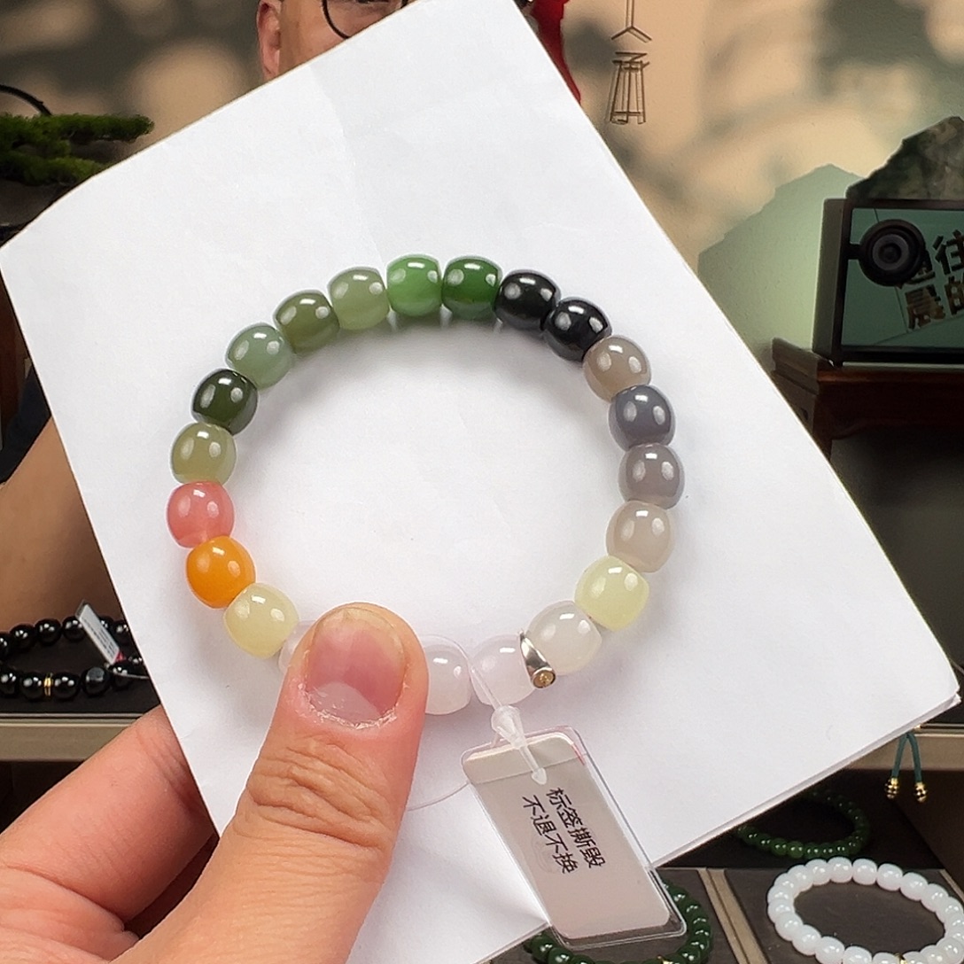 和田玉未镶嵌手链卡10mm多宝