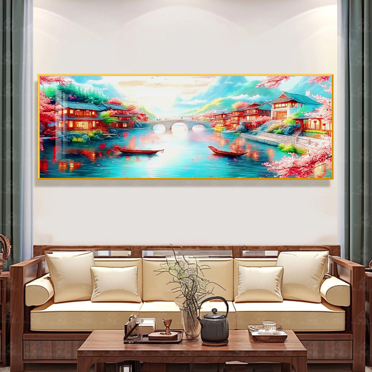 【进口棉布】爱阁十字绣江南春韵图新款大幅中式风景客厅手工线绣