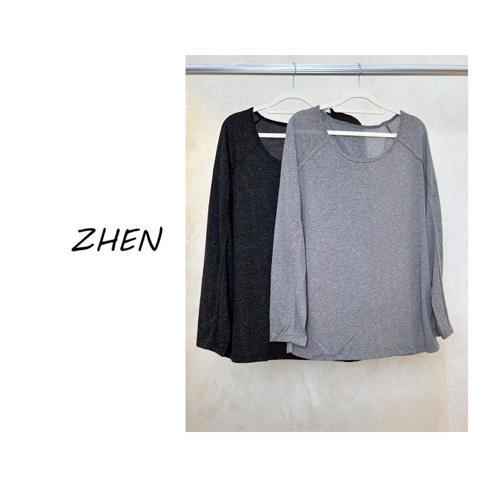 【ZHEN】25K00838 2025新款修身显瘦气质小众设计师款长袖T恤打底