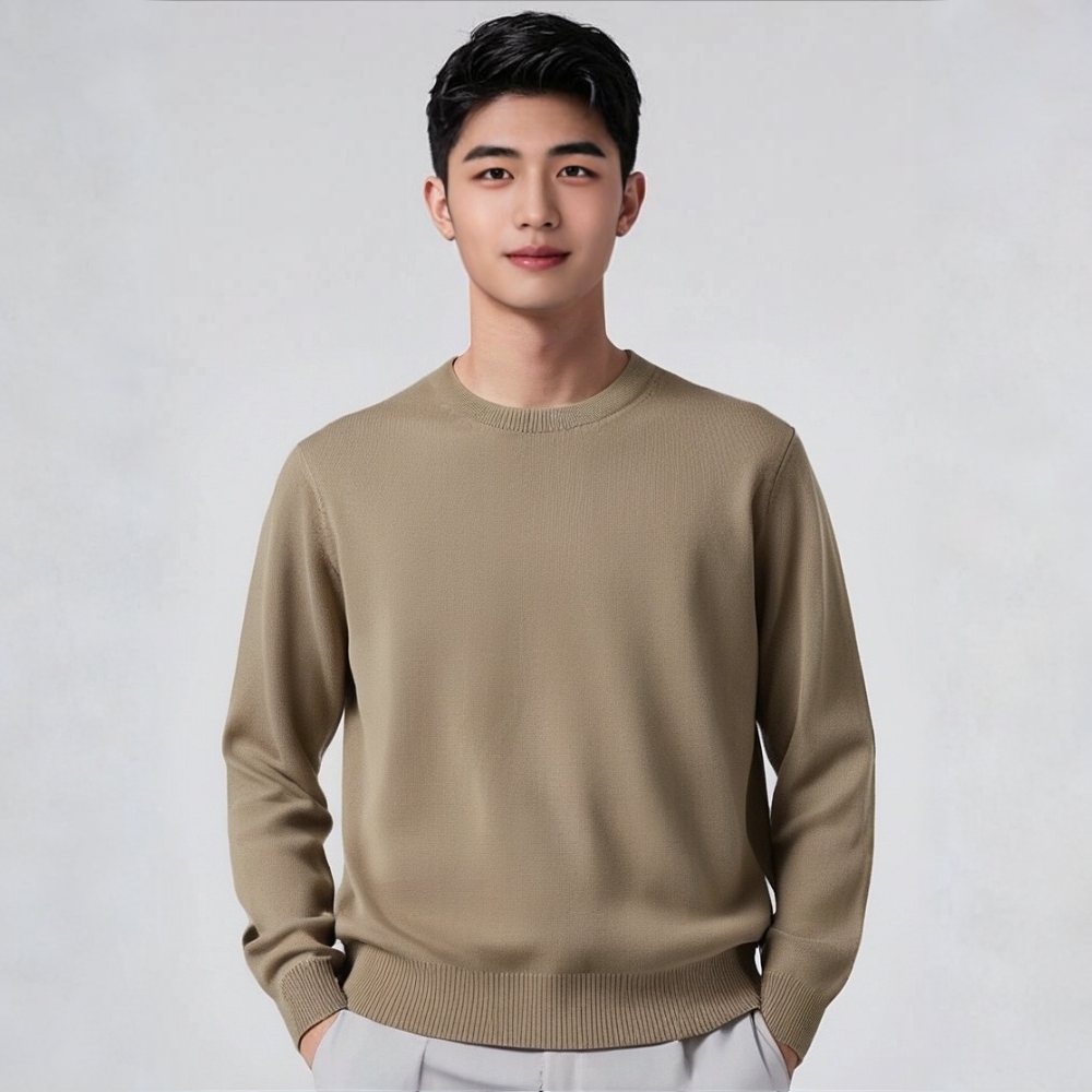 【莱赛尔】秋冬款-施菲沃-纯色男士圆领打底针织衫毛衣高级感男装