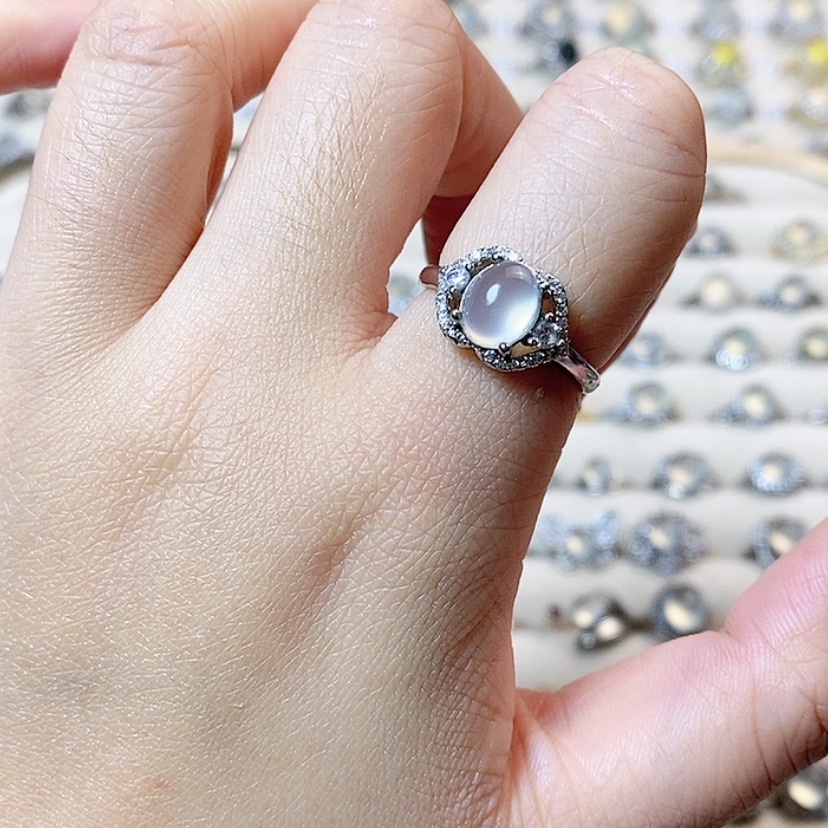 【闪购商品】岫玉戒指银S925镶嵌新疆西藏不包邮