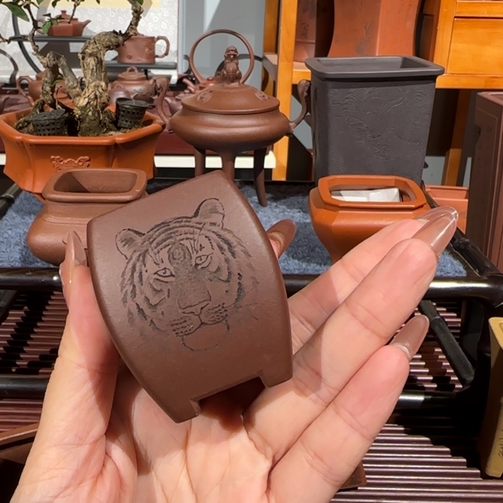 麒***麒花盆紫砂全手工制作