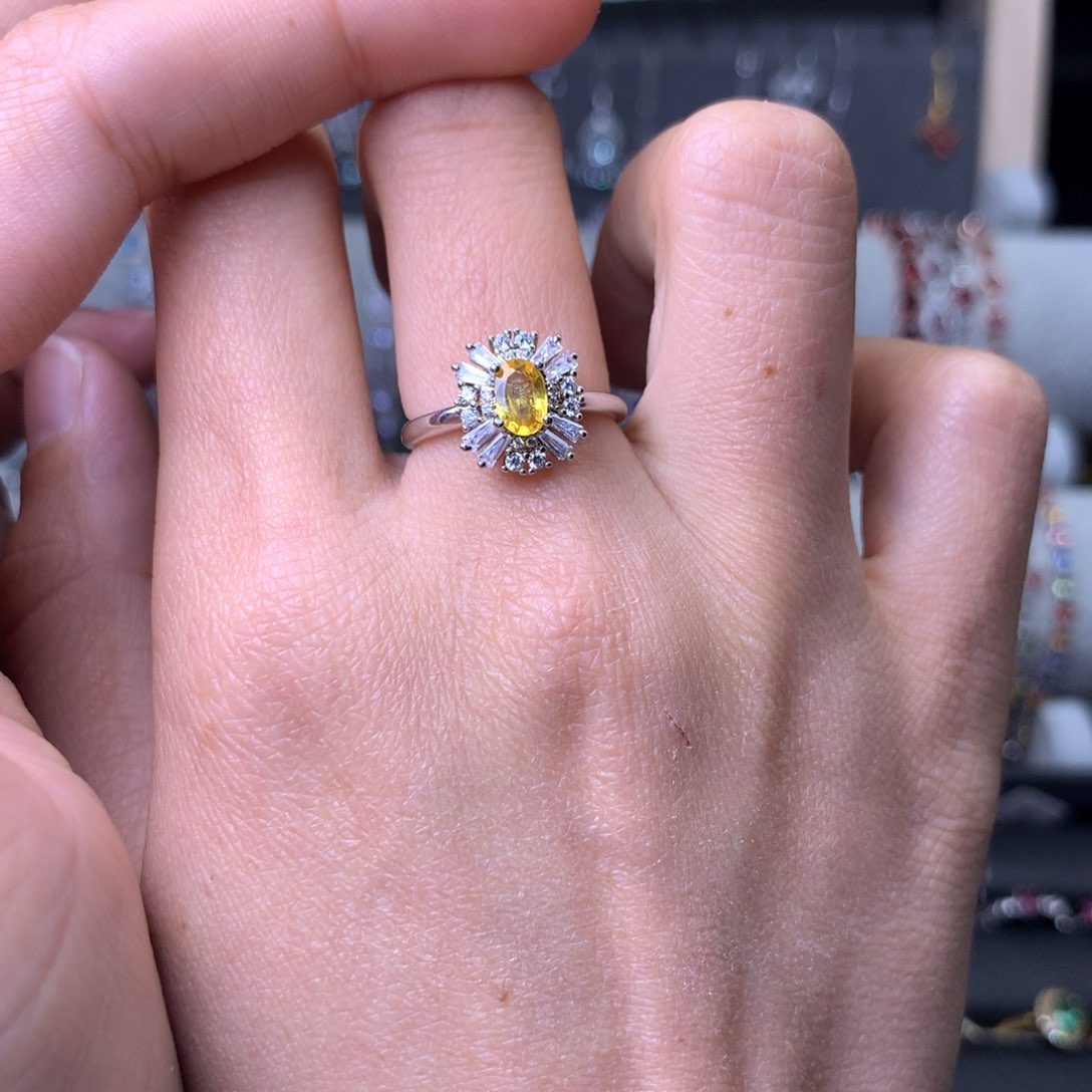 彩色蓝宝石戒指银S925镶嵌