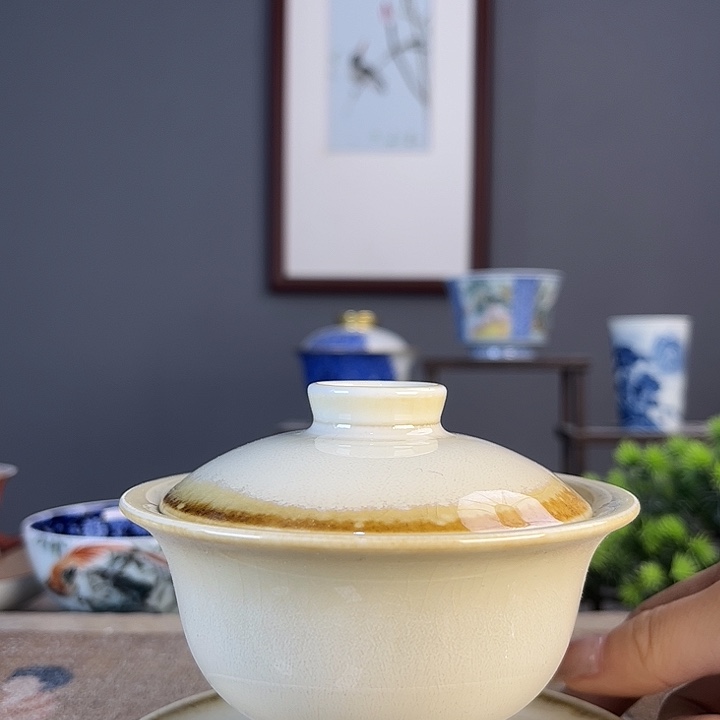 摆件景德柴烧茶杯多人