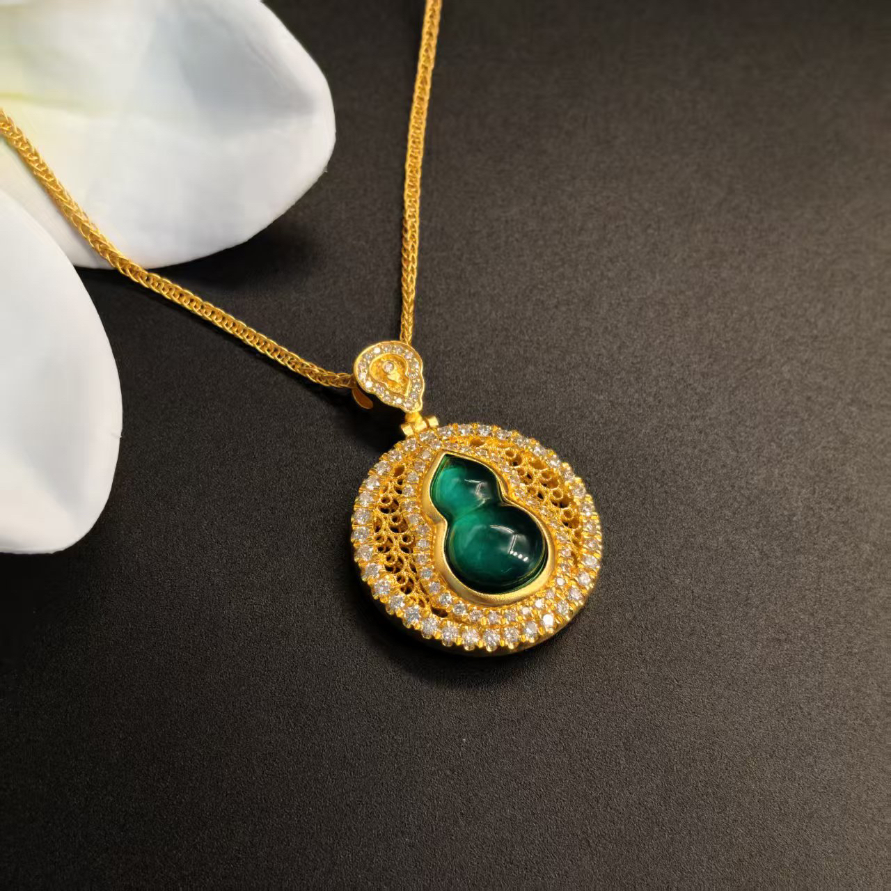 【恒潮珠宝】15.79g古法镶嵌项链 B09628805