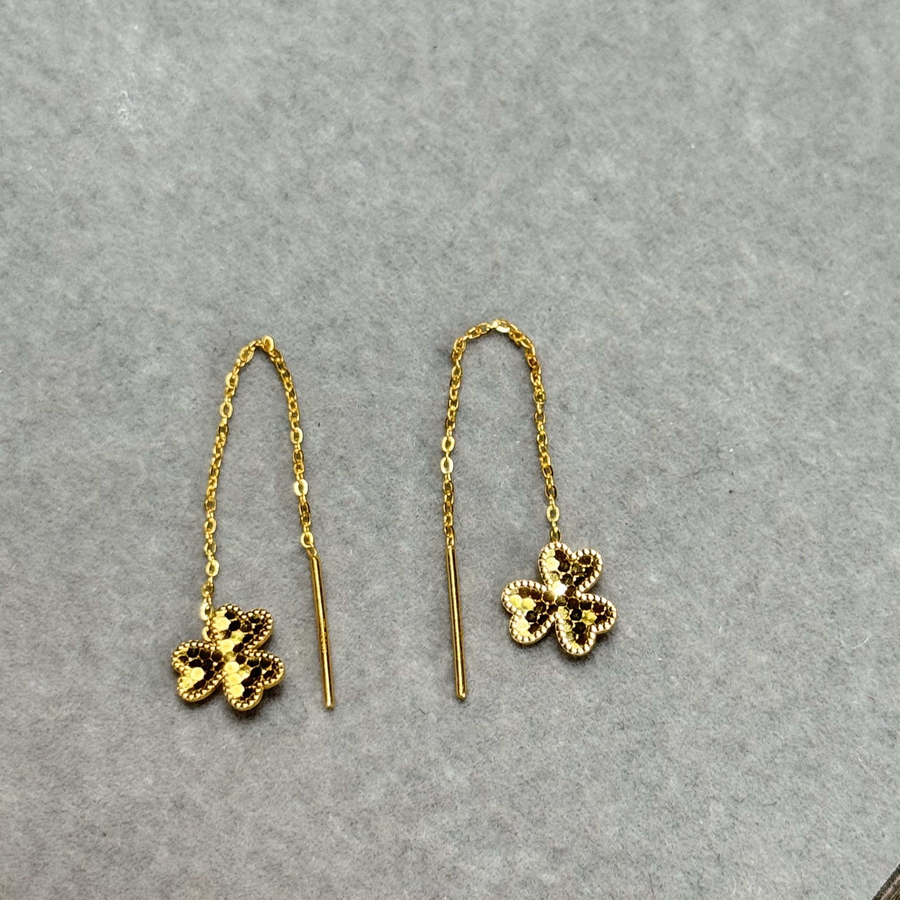 E【三叶草耳线】-足金999精工5耳饰