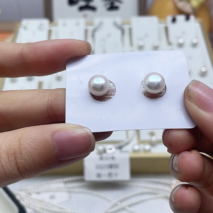 淡水珍珠耳饰银S925镶嵌小*聪