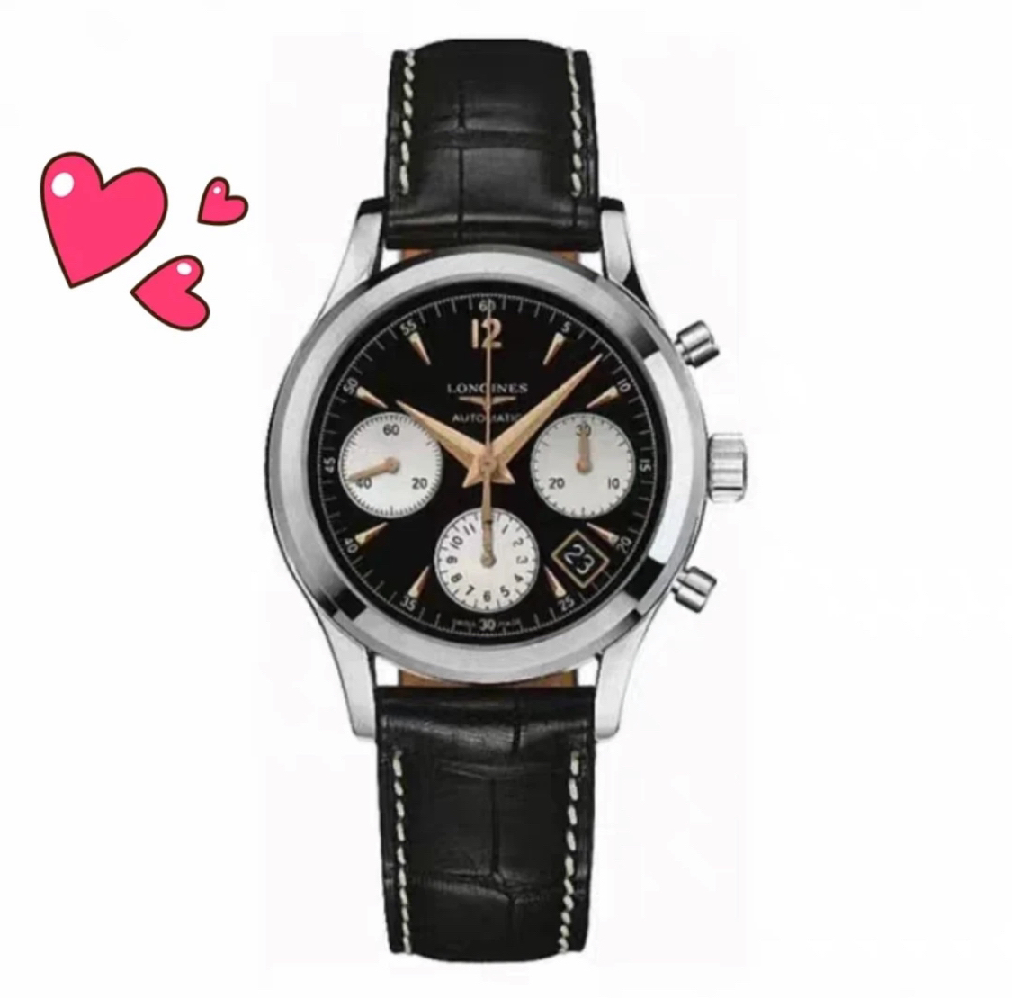 99新 Longines/浪琴 /复古742/三眼计时/自动机械