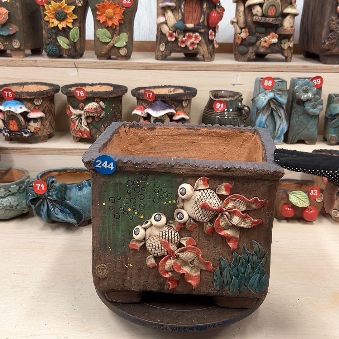 紫砂花盆244号内口22×19外高21