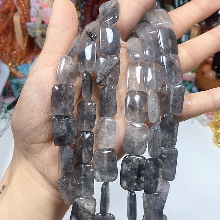 未镶嵌玛瑙/玉髓珠宝半成品天然云雾水晶卡13*18mm