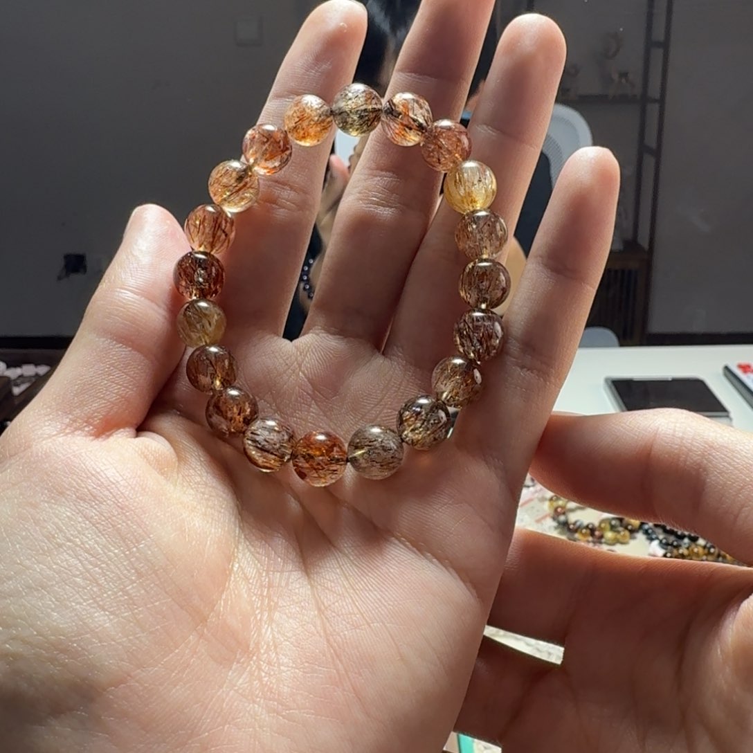 水晶手串未镶嵌黑金超