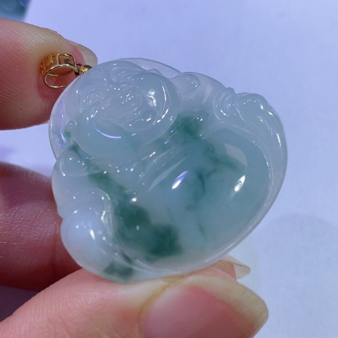 翡翠颈饰18K金镶嵌佛公