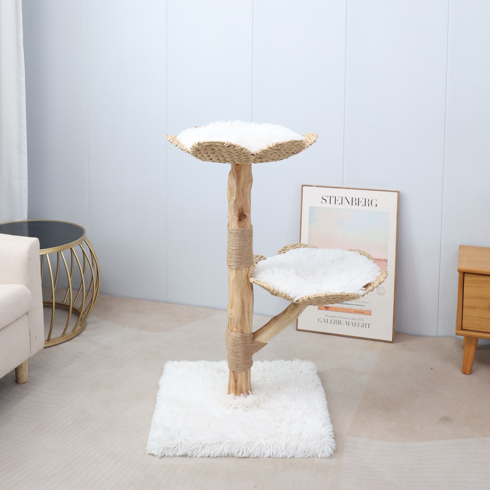 编织双花果木柱子猫窝猫爬架（外贸原单）