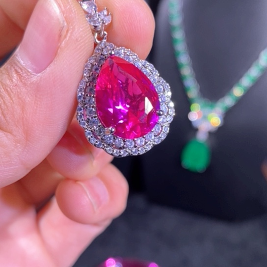 红宝石银S925镶嵌颈饰