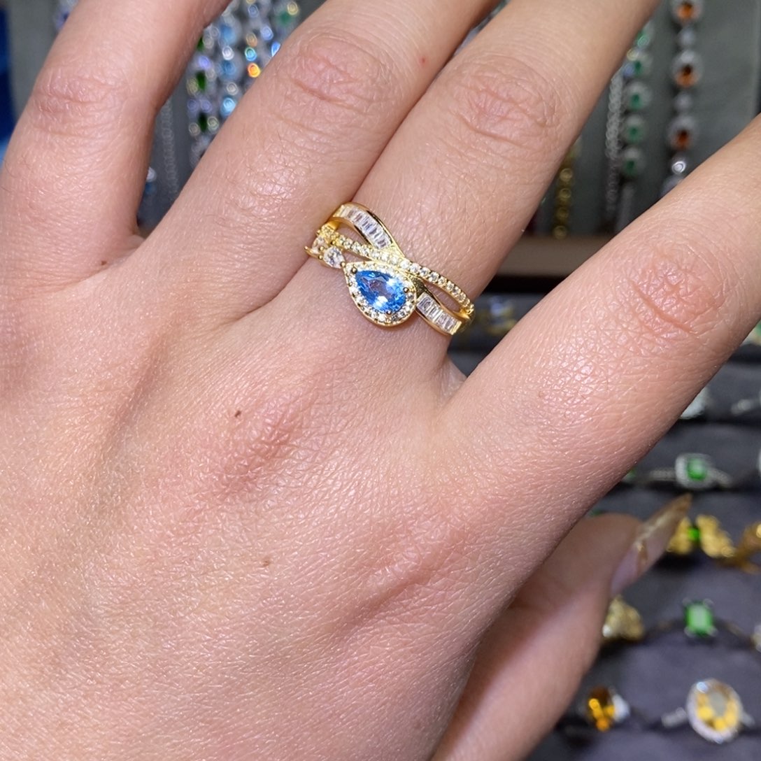 托帕石戒指银S925镶嵌