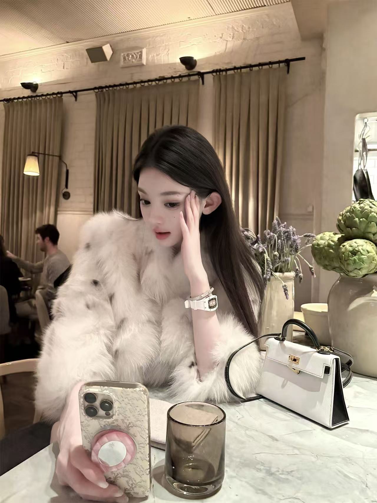 梦梦 MENGMENG｛小山猫 秋冬气质慵懒百搭皮草长袖短外套}
