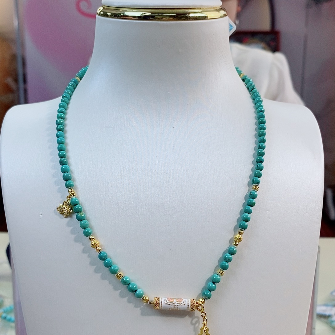 银S925镀金镶嵌绿松石珠宝奇石