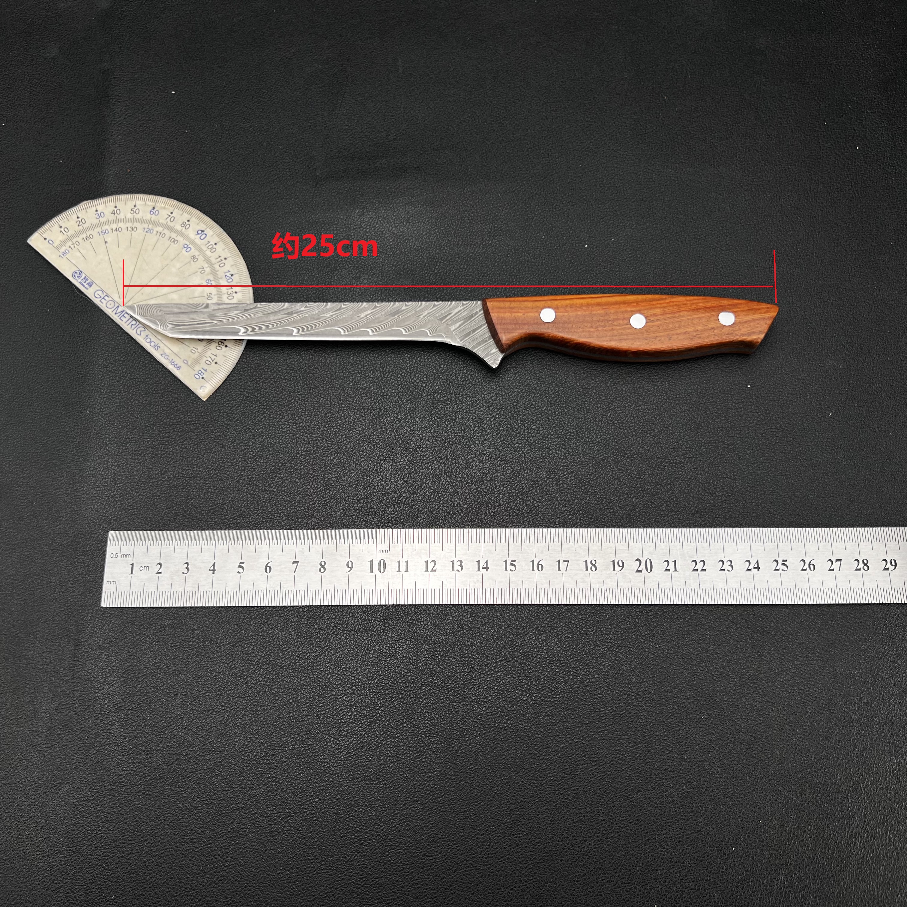 42号款成品剔骨刀大马士革钢酸枝木收藏级别户外露营水果小刀