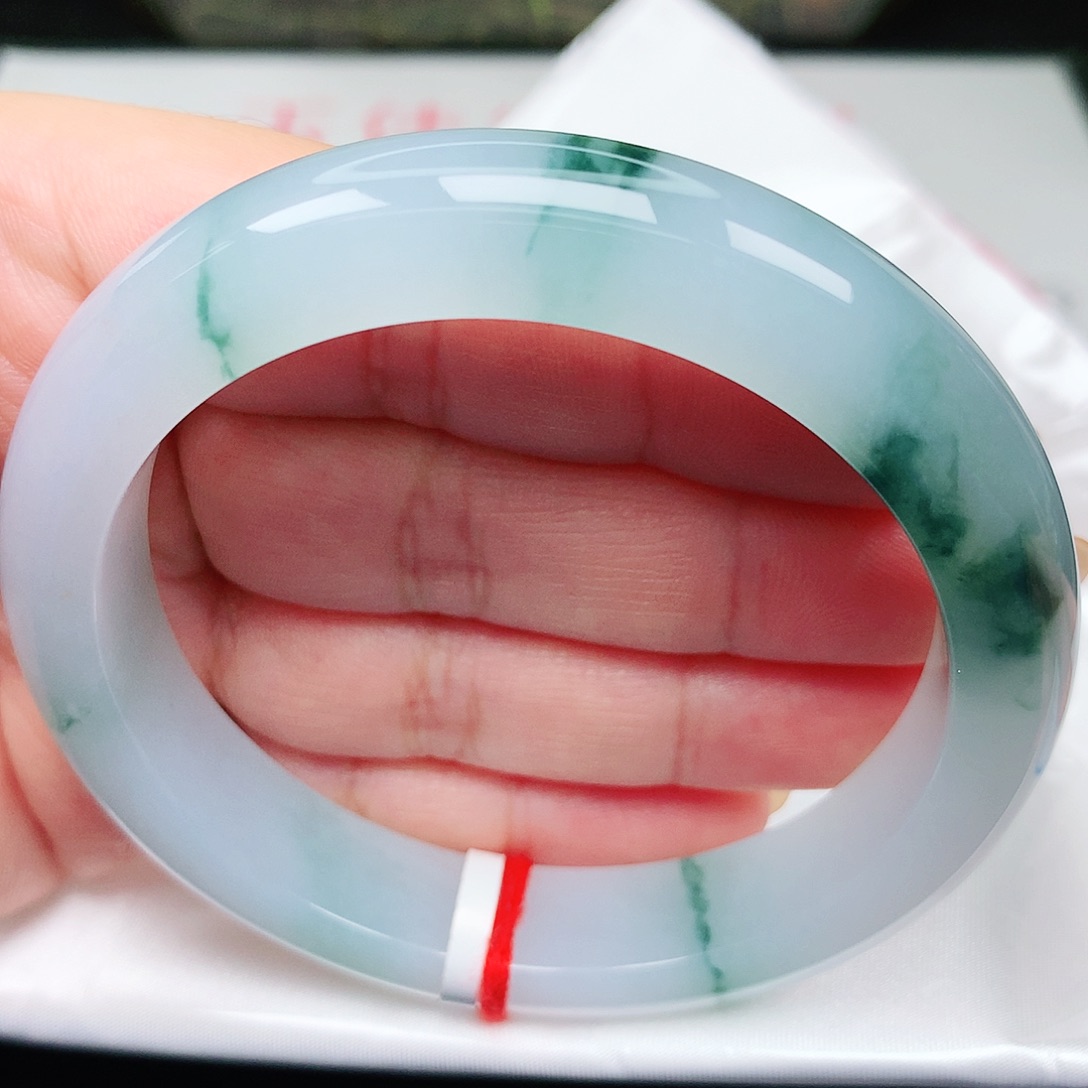 未镶嵌手镯翡翠17冰胶飘花果冻胶超美