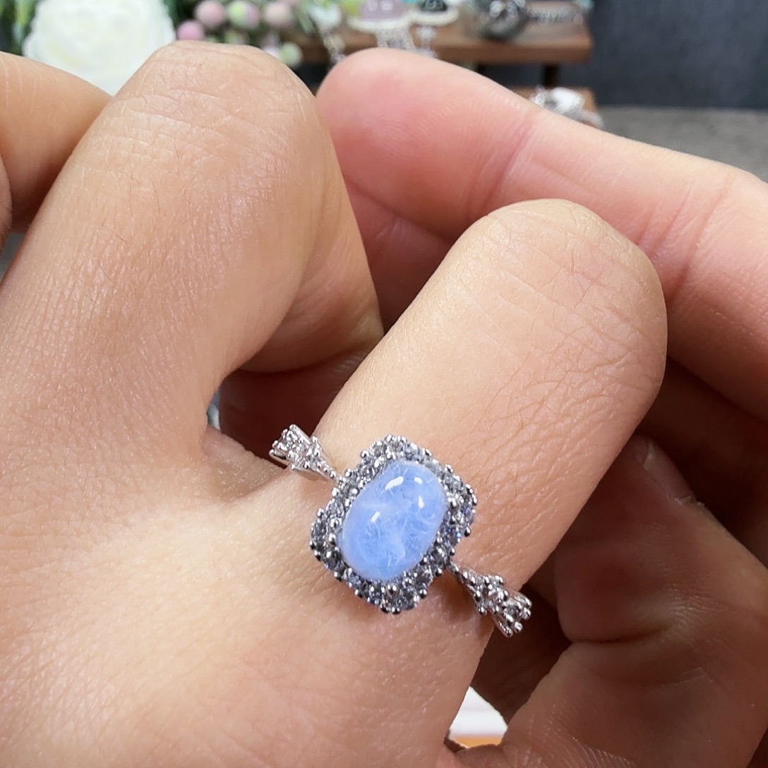 戒指银S925镶嵌水晶