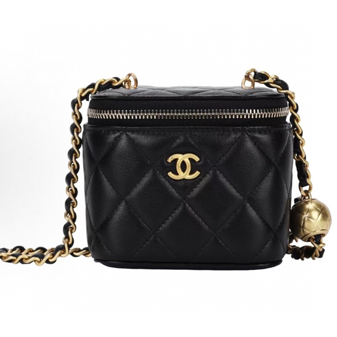 95新 Chanel/香奈儿 黑金金球链条 mini小盒子包 29开 