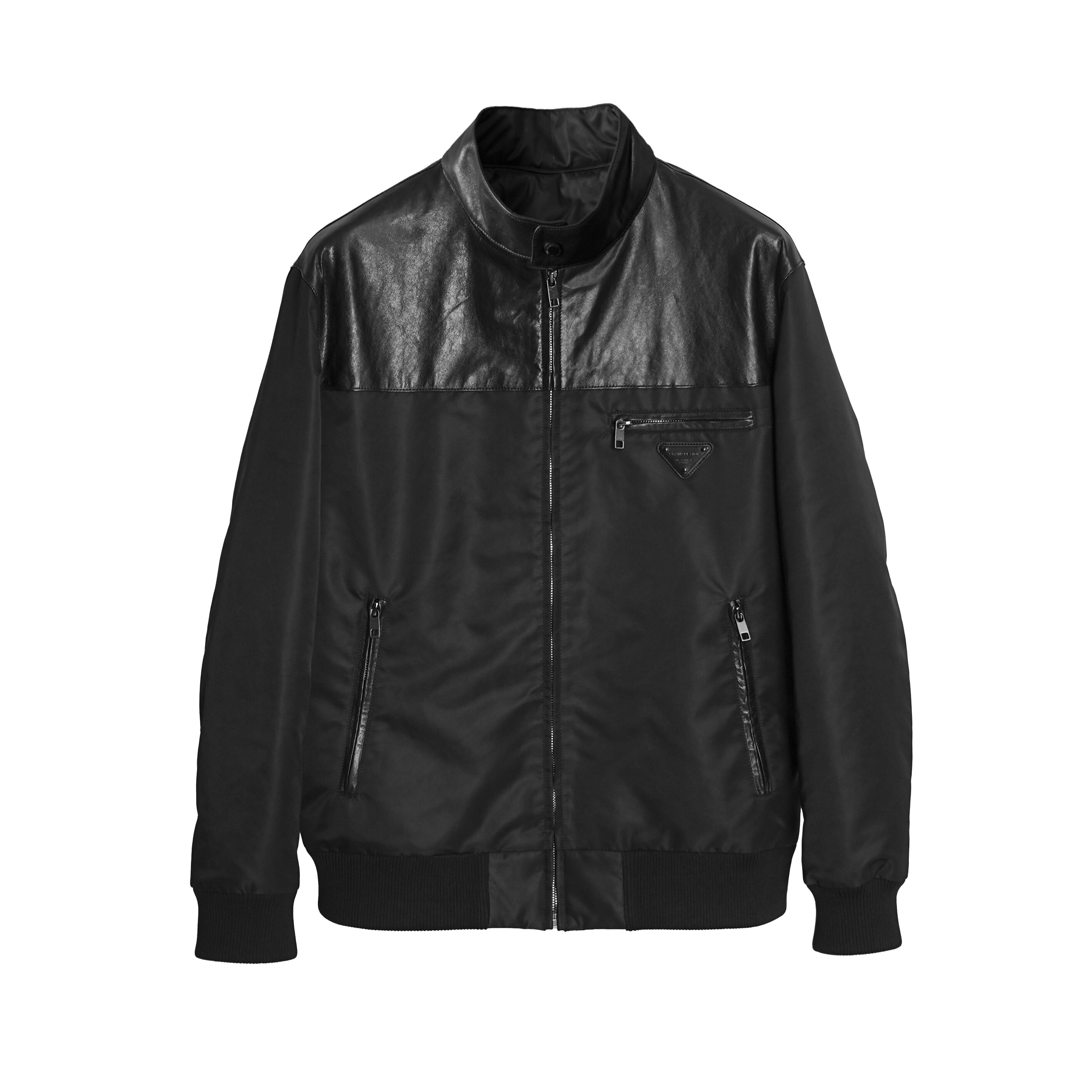 秋冬新款男士时尚拼皮立领男装冬季加厚保暖机车皮衣外套HG2579