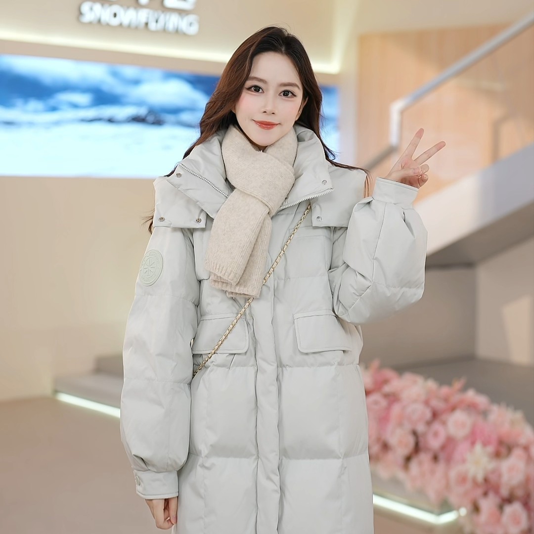 现货新款2025冬季保暖长款过膝棉衣女加厚直筒棉服中长款休闲棉袄