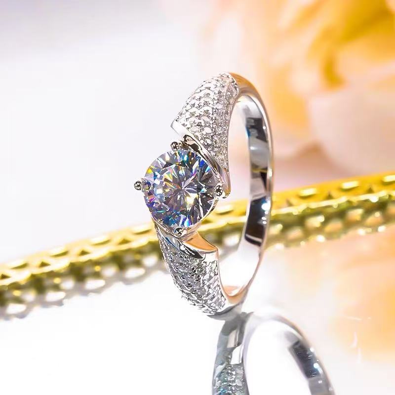 925银莫桑石银制品 【马蹄女款】1卡奢华订婚求婚结婚轻奢时尚经典