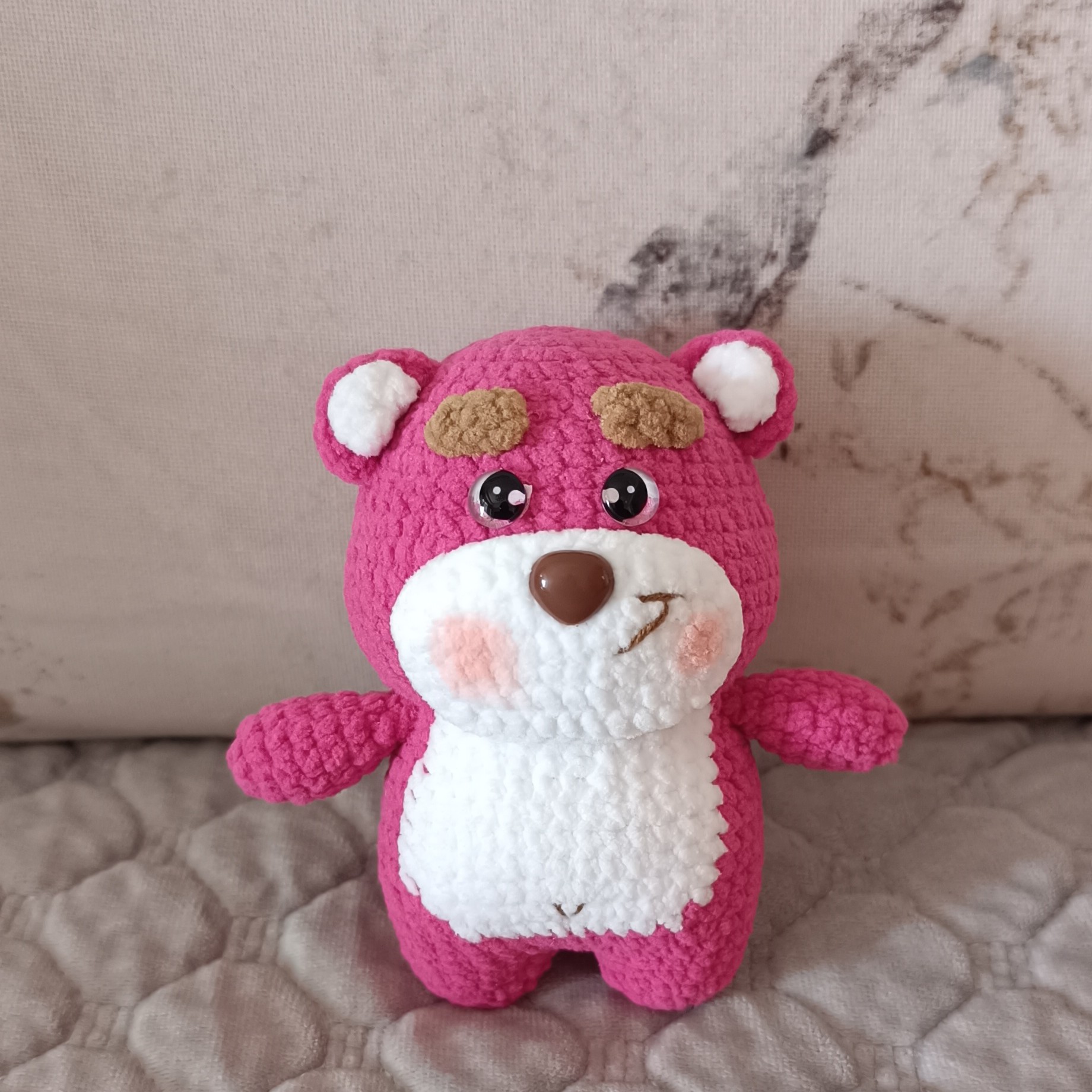 无指妈妈成品手工diy编织毛线草莓熊永生玩偶书包钥匙扣生日礼物