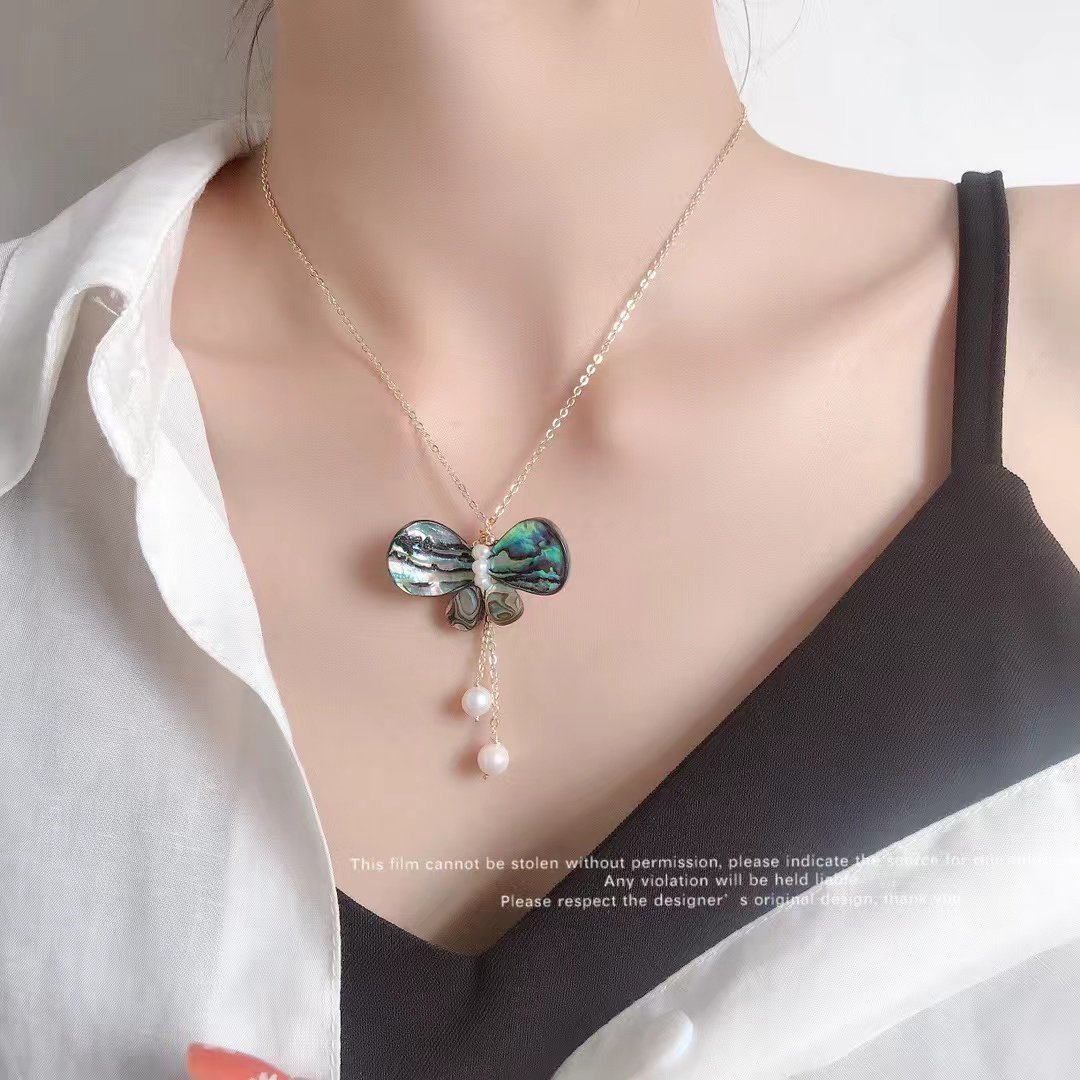 黑蝶贝淡水珍珠项链新中式风格时尚设计款