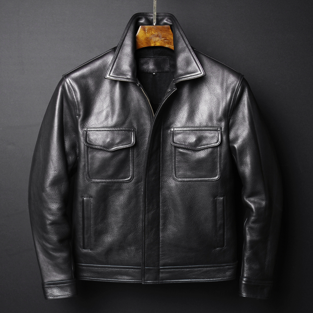 进口牛皮皮衣 真皮夹克男士休闲秋冬外套2026爆款时尚休闲经典款