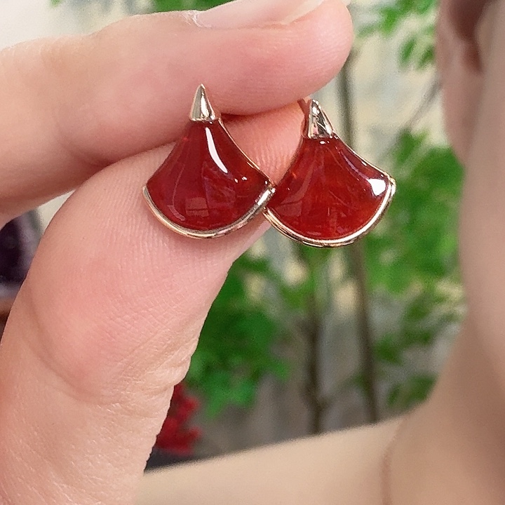 18K金镶嵌耳环玛瑙/玉髓耳环