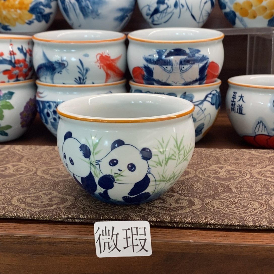 釉下手绘茶具微瑕手工绘制