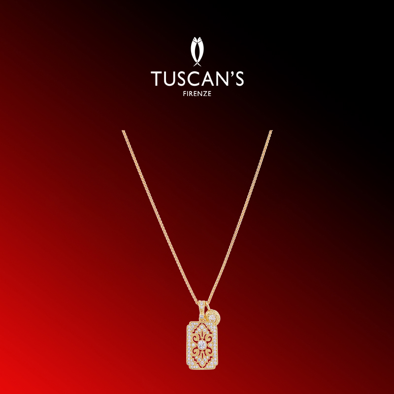 铜锆石项链 时尚百搭镶嵌方牌吊坠气质锁骨链女项链时代双鱼